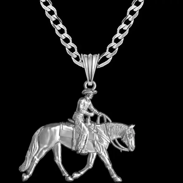 Our Ranch Rider Man Pendant crafted in Solid Sterling Silver are the perfect luxurious gift and a bold eye-catching addition to any wardrobe.